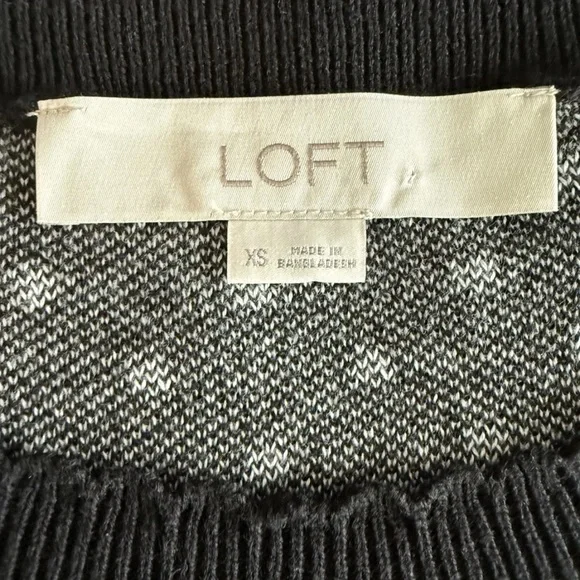 Loft Women's Short Sleeve Black & White Polka Dot 100% Cotton Top, Size XS - Picture 2 of 13